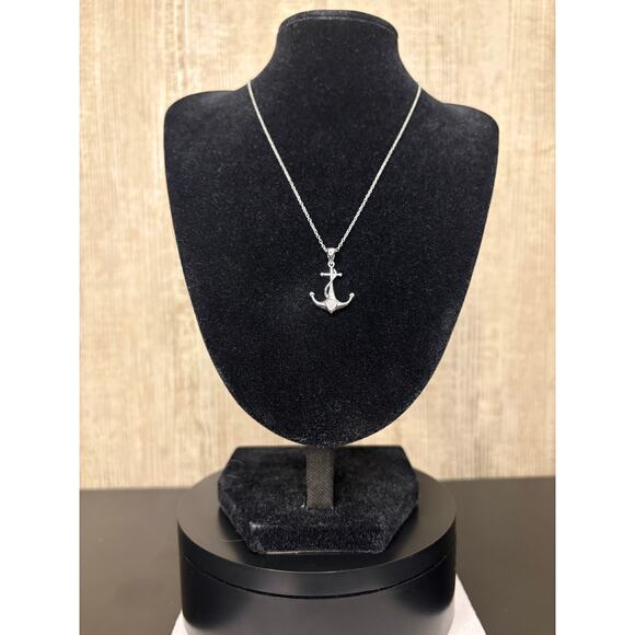 None and/or Unknown Jewelry - Women's .5ct Moissanite 925 Sterling Silver Anchor Necklace